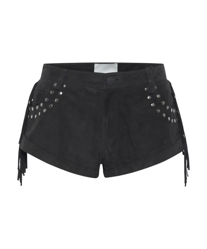 Women One Teaspoon Bottoms GOTHIC RODEO FRINGED SUEDE STUDDED BANDITS LOW WAIST SHORTS Women One Teaspoon Bottoms GOTHIC RODEO FRINGED SUEDE STUDDED BANDITS LOW WAIST SHORTS