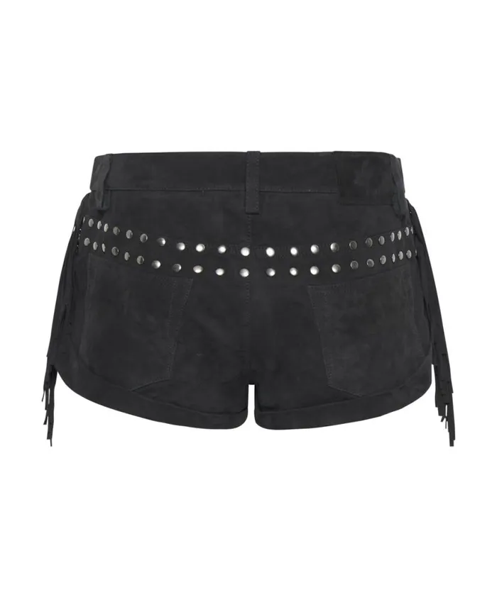 Women One Teaspoon Bottoms GOTHIC RODEO FRINGED SUEDE STUDDED BANDITS LOW WAIST SHORTS Women One Teaspoon Bottoms GOTHIC RODEO FRINGED SUEDE STUDDED BANDITS LOW WAIST SHORTS
