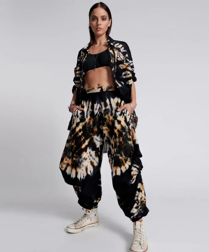 Women One Teaspoon Bottoms HAND PRINTED STORM FLOWER PANTS