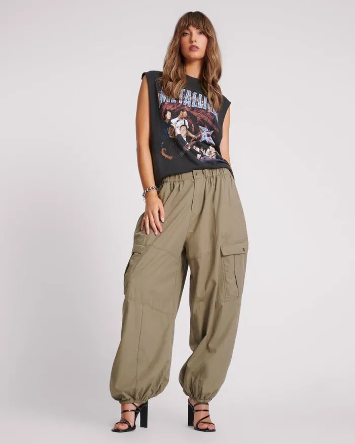 Women One Teaspoon Bottoms KHAKI UTILITY FLIGHT PANTS