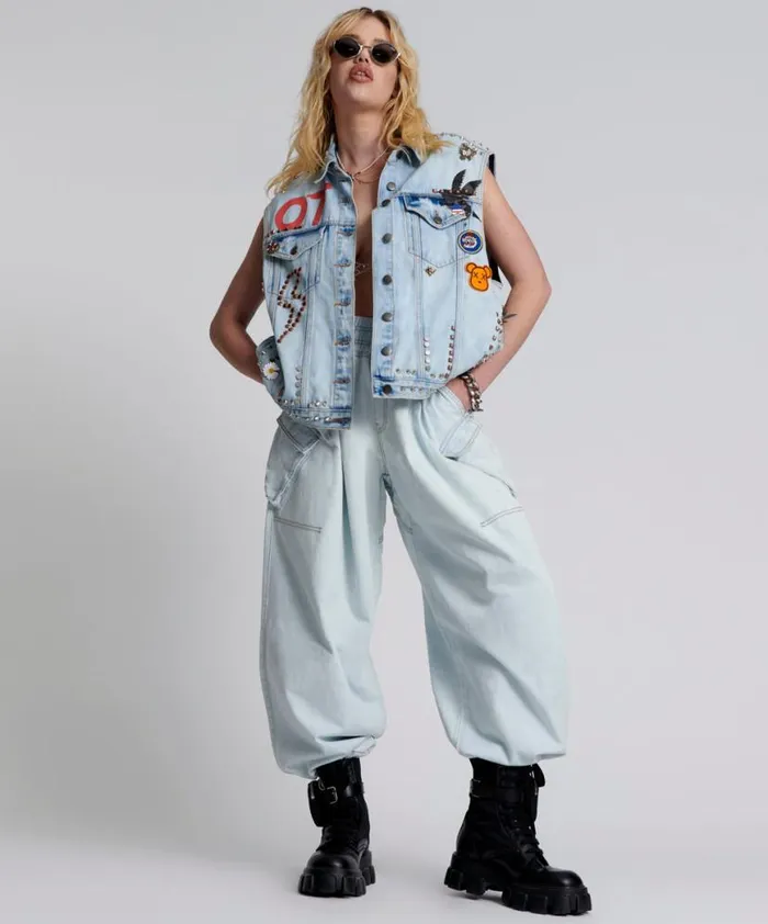 Women One Teaspoon Bottoms LE SURF DENIM PARACHUTE PANTS