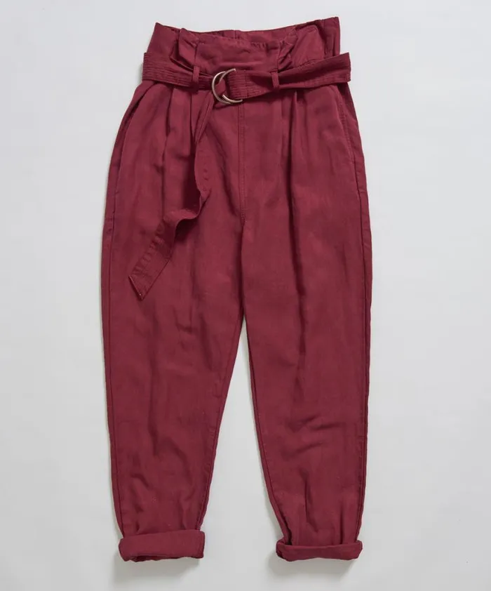 Women One Teaspoon Bottoms OXBLOOD LINEN HIGH WAIST SOHO PANTS Women One Teaspoon Bottoms OXBLOOD LINEN HIGH WAIST SOHO PANTS