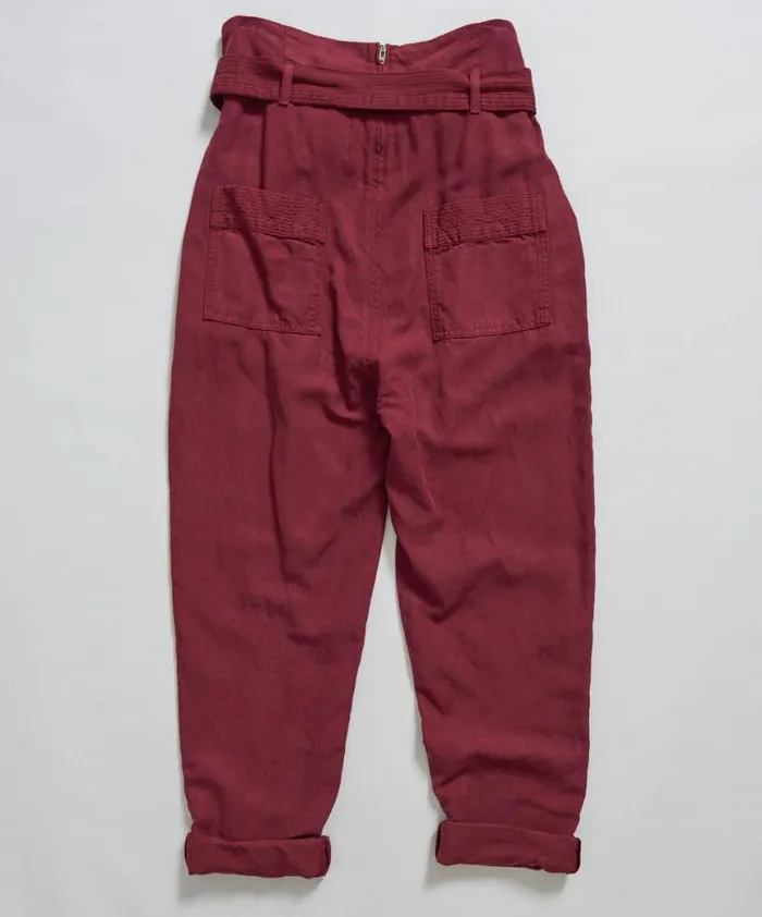 Women One Teaspoon Bottoms OXBLOOD LINEN HIGH WAIST SOHO PANTS Women One Teaspoon Bottoms OXBLOOD LINEN HIGH WAIST SOHO PANTS