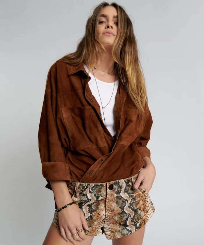 Women One Teaspoon Bottoms PALE SNAKE LEATHER BANDITS SHORTS