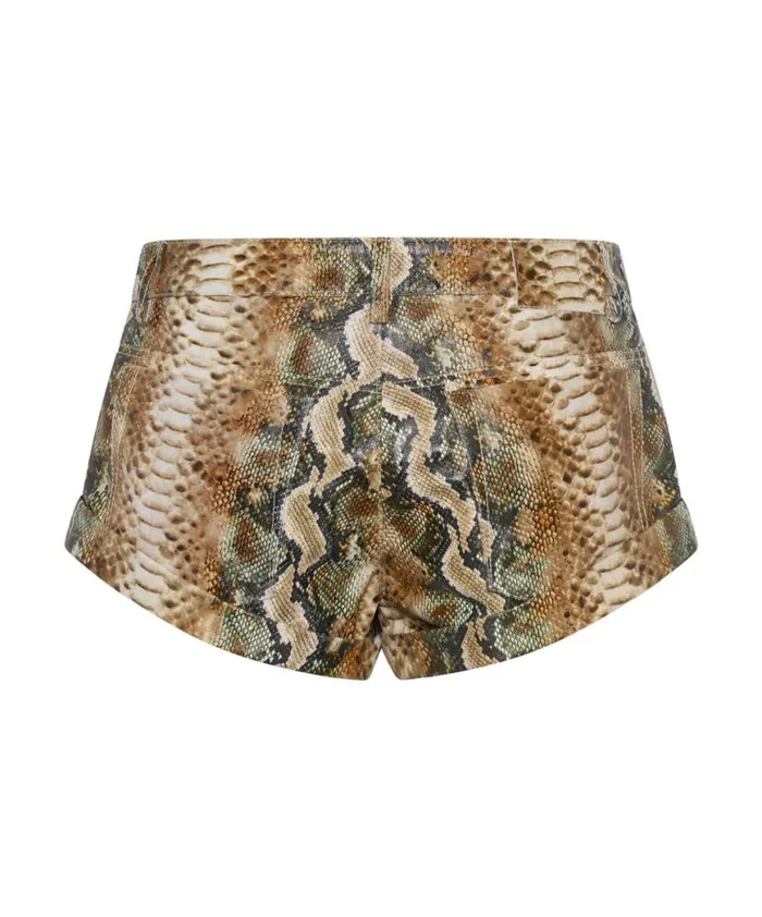 Women One Teaspoon Bottoms PALE SNAKE LEATHER BANDITS SHORTS Women One Teaspoon Bottoms PALE SNAKE LEATHER BANDITS SHORTS