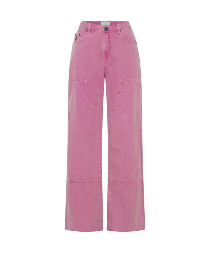 Women One Teaspoon Bottoms PINK FLAMBE CANVAS JACKSON MID WAIST WIDE LEG PANT Women One Teaspoon Bottoms PINK FLAMBE CANVAS JACKSON MID WAIST WIDE LEG PANT