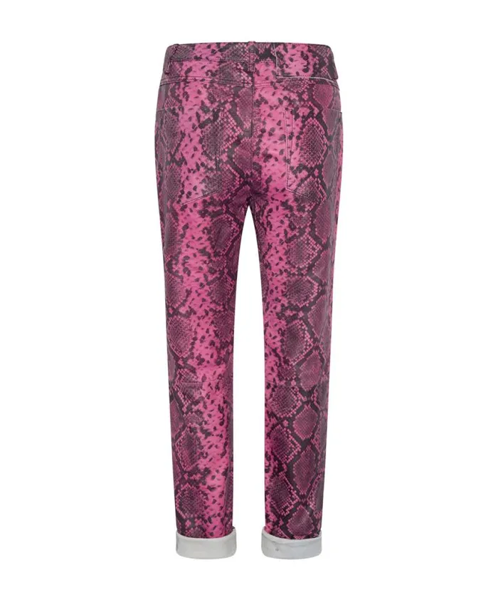 Women One Teaspoon Bottoms PINK PYTHON LEATHER PANTS