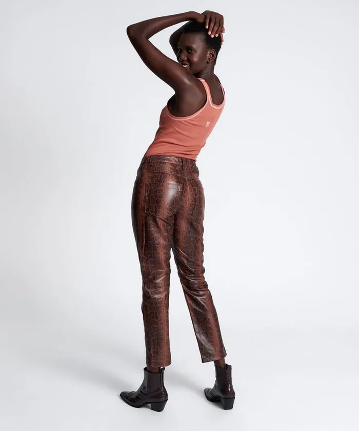 Women One Teaspoon Bottoms PYTHON LEATHER TRUCKER PANTS Women One Teaspoon Bottoms PYTHON LEATHER TRUCKER PANTS