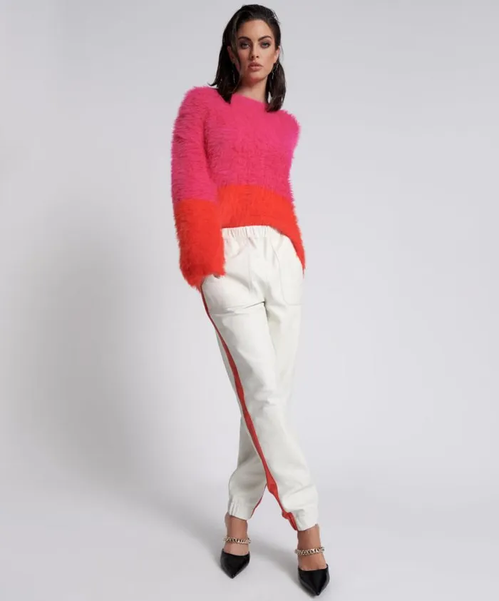Women One Teaspoon Bottoms RED LINE LEATHER TRACK PANTS Women One Teaspoon Bottoms RED LINE LEATHER TRACK PANTS