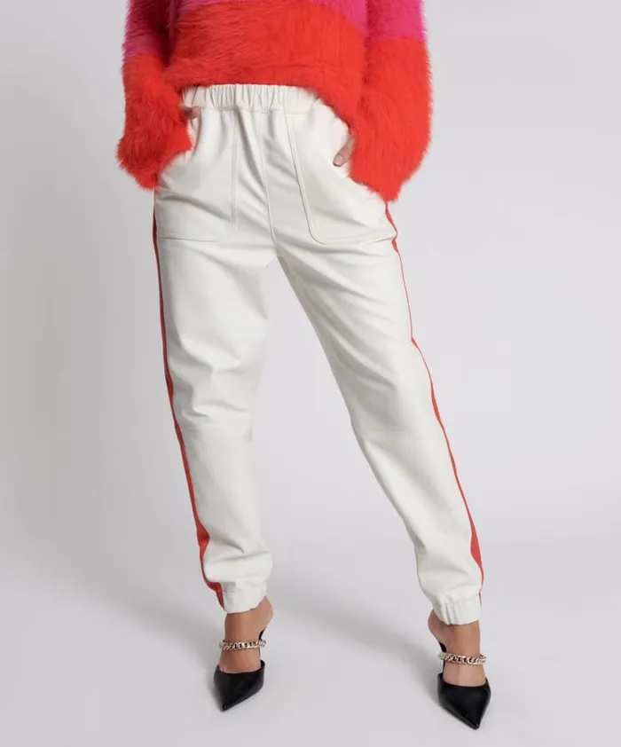Women One Teaspoon Bottoms RED LINE LEATHER TRACK PANTS Women One Teaspoon Bottoms RED LINE LEATHER TRACK PANTS