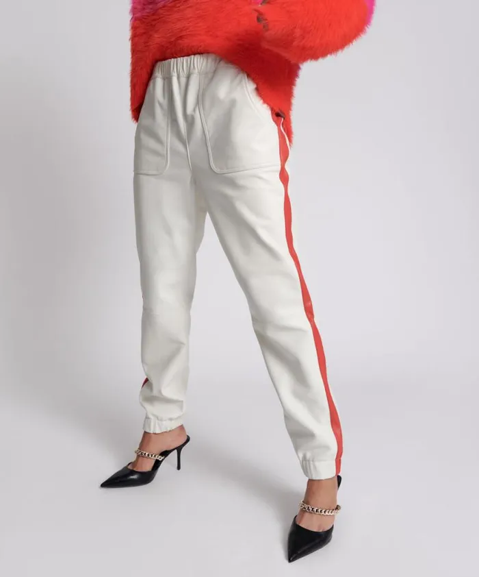 Women One Teaspoon Bottoms RED LINE LEATHER TRACK PANTS Women One Teaspoon Bottoms RED LINE LEATHER TRACK PANTS