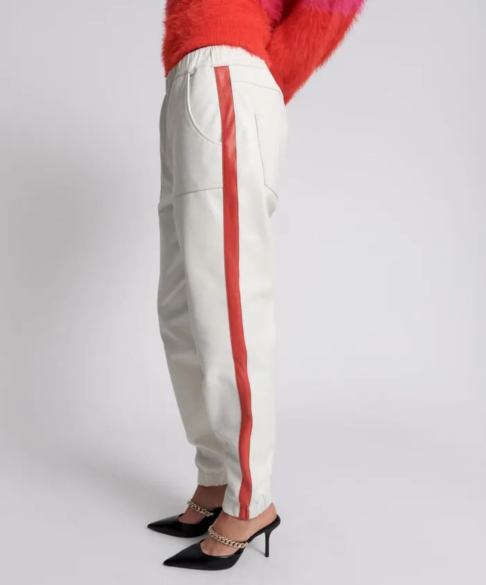 Women One Teaspoon Bottoms RED LINE LEATHER TRACK PANTS Women One Teaspoon Bottoms RED LINE LEATHER TRACK PANTS