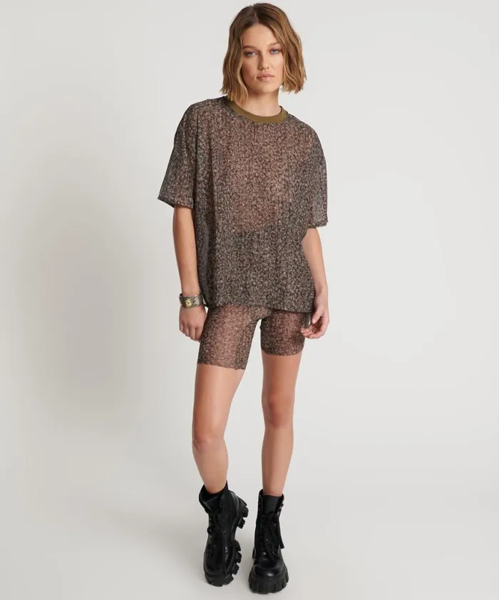 Women One Teaspoon Bottoms SAFARI CAMO MESH BIKE SHORTS