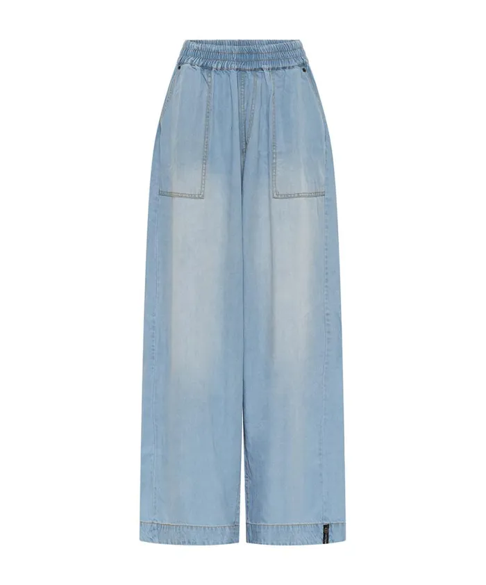 Women One Teaspoon Bottoms SOFT BLUE TENCEL PARACHUTE PANTS Women One Teaspoon Bottoms SOFT BLUE TENCEL PARACHUTE PANTS