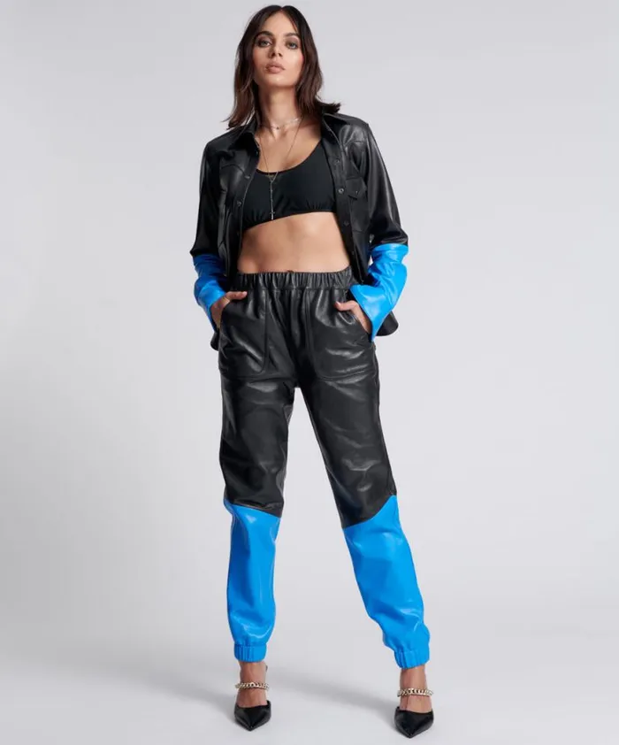 Women One Teaspoon Bottoms STAND BY LEATHER TRACK PANTS Women One Teaspoon Bottoms STAND BY LEATHER TRACK PANTS