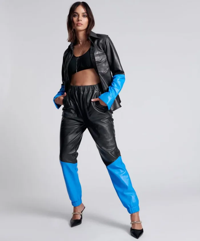 Women One Teaspoon Bottoms STAND BY LEATHER TRACK PANTS Women One Teaspoon Bottoms STAND BY LEATHER TRACK PANTS