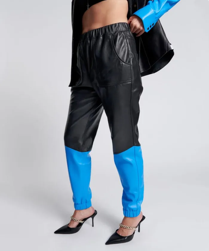Women One Teaspoon Bottoms STAND BY LEATHER TRACK PANTS Women One Teaspoon Bottoms STAND BY LEATHER TRACK PANTS