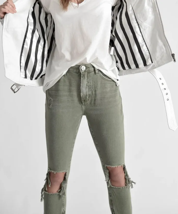 Women One Teaspoon Bottoms SUPER KHAKI HIGH WAIST FREEBIRDS SKINNY PANT Women One Teaspoon Bottoms SUPER KHAKI HIGH WAIST FREEBIRDS SKINNY PANT