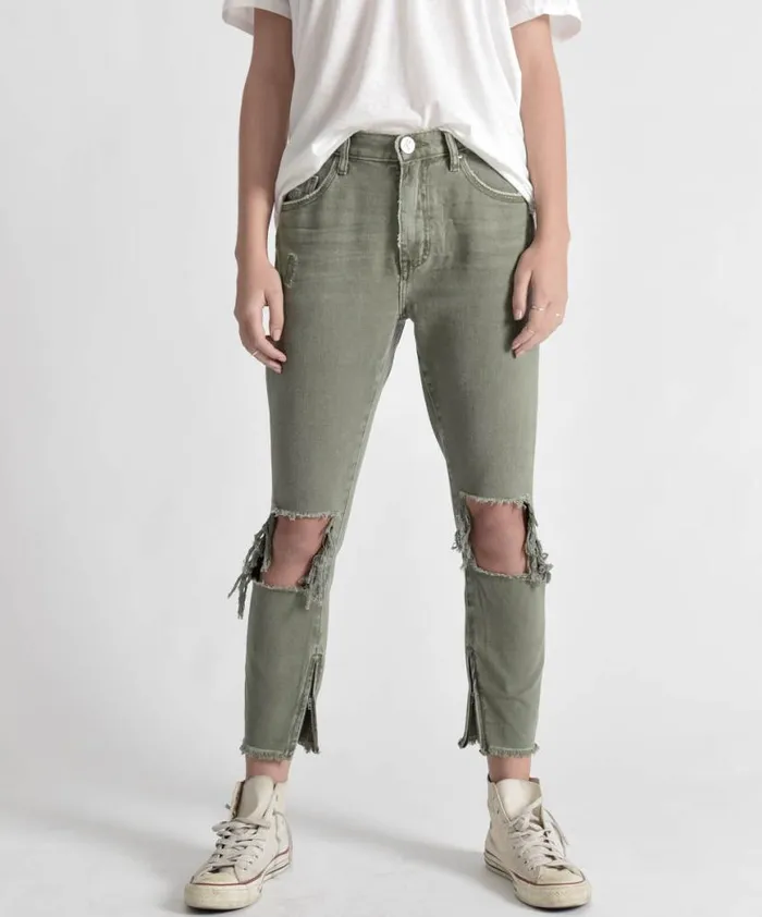 Women One Teaspoon Bottoms SUPER KHAKI HIGH WAIST FREEBIRDS SKINNY PANT Women One Teaspoon Bottoms SUPER KHAKI HIGH WAIST FREEBIRDS SKINNY PANT