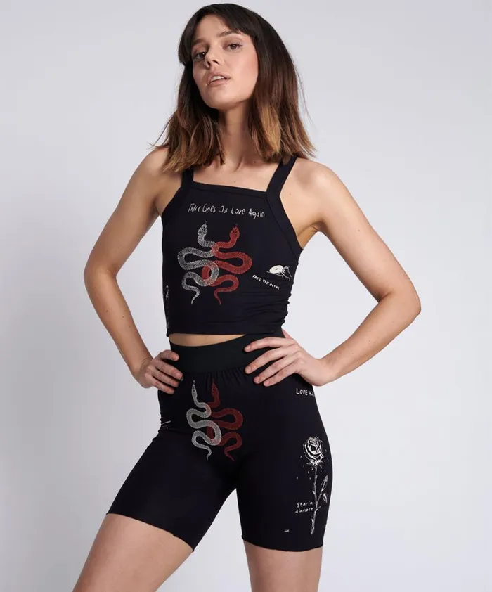 Women One Teaspoon Bottoms TATTOO BIKE SHORTS