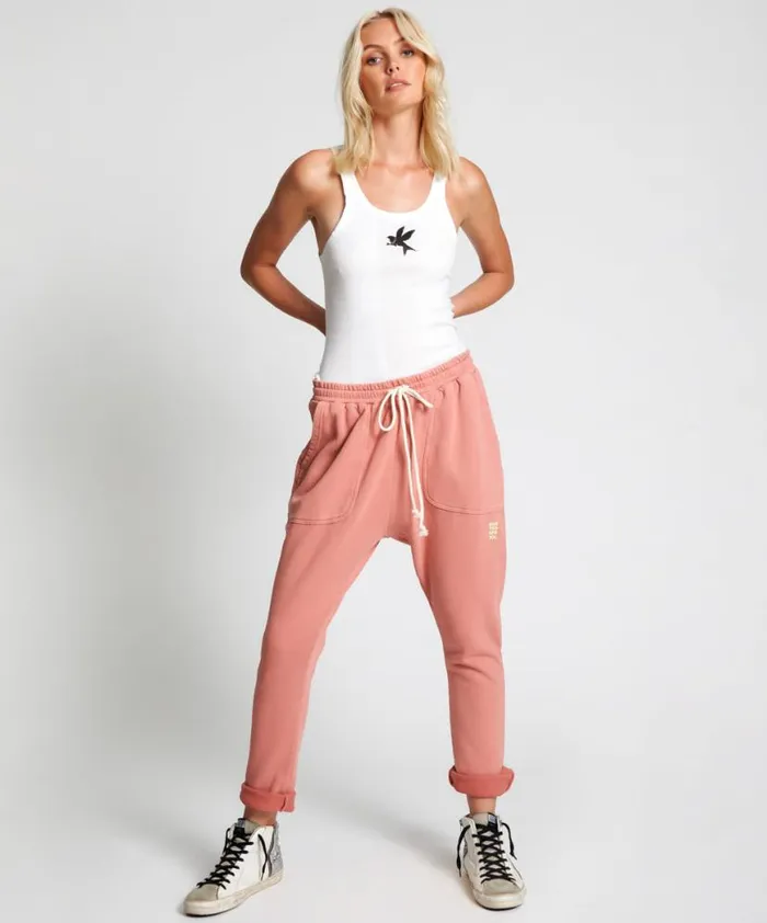 Women One Teaspoon Bottoms WORN PINK CARGO SWEAT PANTS