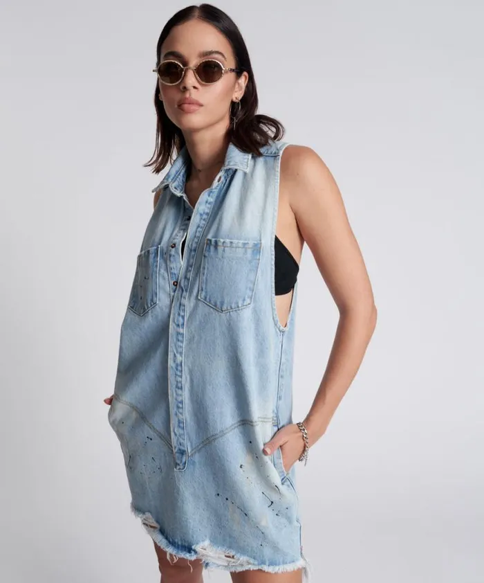 Women One Teaspoon Denim Dresses BEST BLUE ARTISTE BRAXTON DRESS Women One Teaspoon Denim Dresses BEST BLUE ARTISTE BRAXTON DRESS