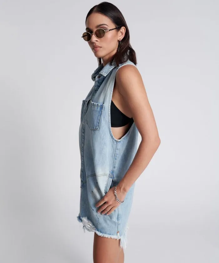 Women One Teaspoon Denim Dresses BEST BLUE ARTISTE BRAXTON DRESS Women One Teaspoon Denim Dresses BEST BLUE ARTISTE BRAXTON DRESS