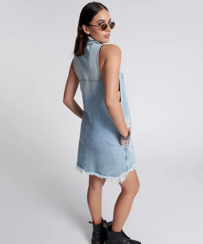 Women One Teaspoon Denim Dresses BEST BLUE ARTISTE BRAXTON DRESS Women One Teaspoon Denim Dresses BEST BLUE ARTISTE BRAXTON DRESS