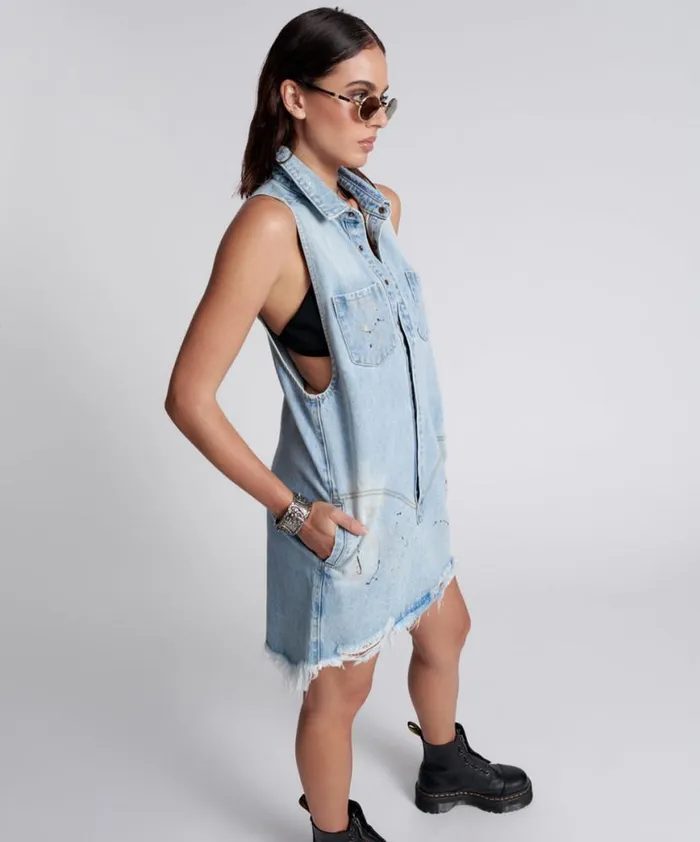 Women One Teaspoon Denim Dresses BEST BLUE ARTISTE BRAXTON DRESS Women One Teaspoon Denim Dresses BEST BLUE ARTISTE BRAXTON DRESS