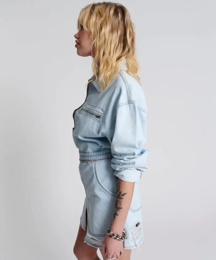 Women One Teaspoon Denim Dresses BLUE LATTE OLIVIA DRESS