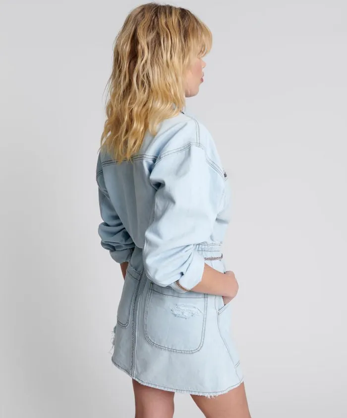 Women One Teaspoon Denim Dresses BLUE LATTE OLIVIA DRESS