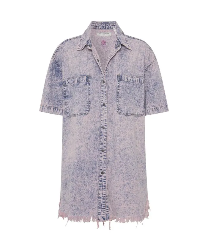 Women One Teaspoon Denim Dresses CANDY ACID PARIS DENIM SHIRT DRESS Women One Teaspoon Denim Dresses CANDY ACID PARIS DENIM SHIRT DRESS