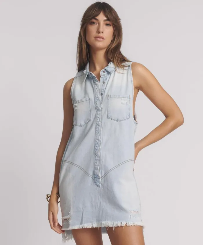 Women One Teaspoon Denim Dresses CASANOVA DENIM BRAXTON DRESS