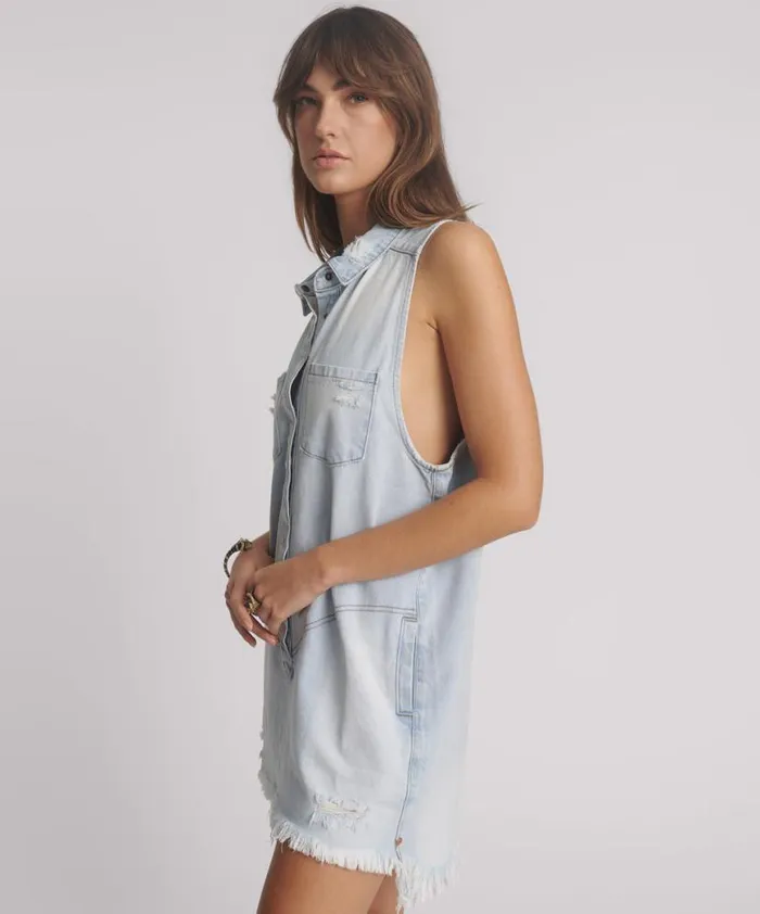 Women One Teaspoon Denim Dresses CASANOVA DENIM BRAXTON DRESS Women One Teaspoon Denim Dresses CASANOVA DENIM BRAXTON DRESS