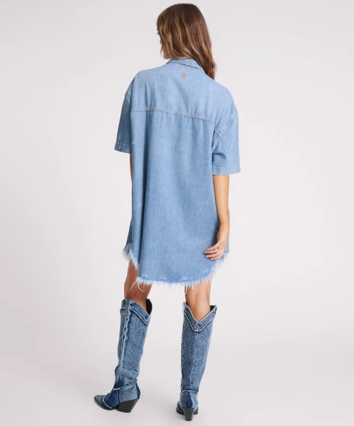 Women One Teaspoon Denim Dresses COBAINE PARIS DENIM DRESS