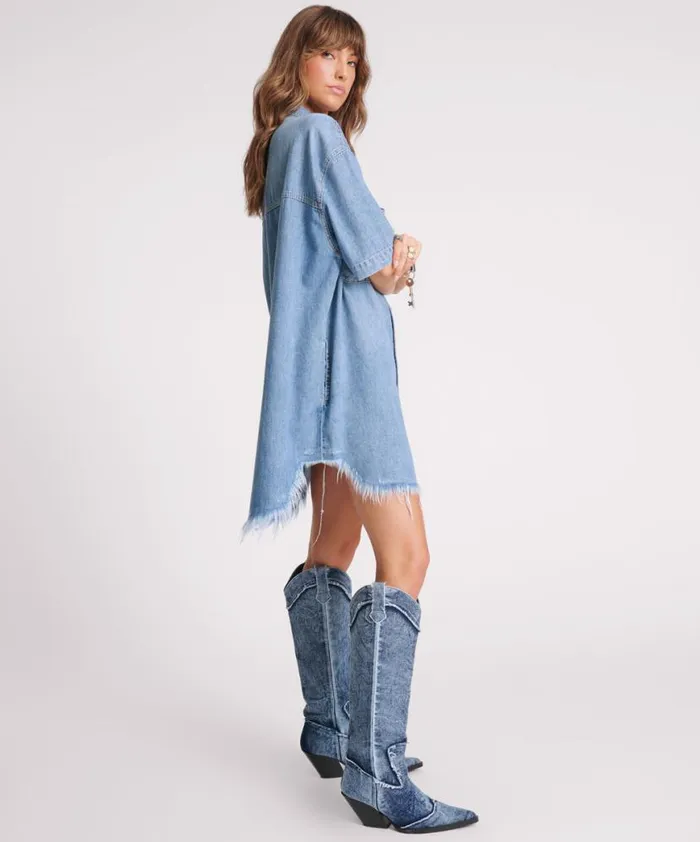 Women One Teaspoon Denim Dresses COBAINE PARIS DENIM DRESS