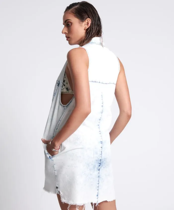 Women One Teaspoon Denim Dresses FADED ACID MINI BRAXTON DRESS Women One Teaspoon Denim Dresses FADED ACID MINI BRAXTON DRESS