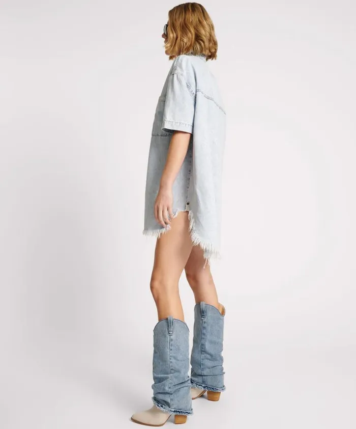 Women One Teaspoon Denim Dresses FLORENCE PARIS DENIM SHIRT DRESS Women One Teaspoon Denim Dresses FLORENCE PARIS DENIM SHIRT DRESS