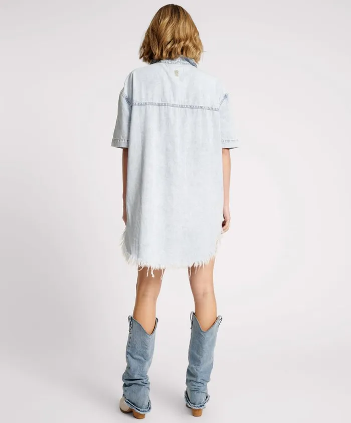Women One Teaspoon Denim Dresses FLORENCE PARIS DENIM SHIRT DRESS Women One Teaspoon Denim Dresses FLORENCE PARIS DENIM SHIRT DRESS