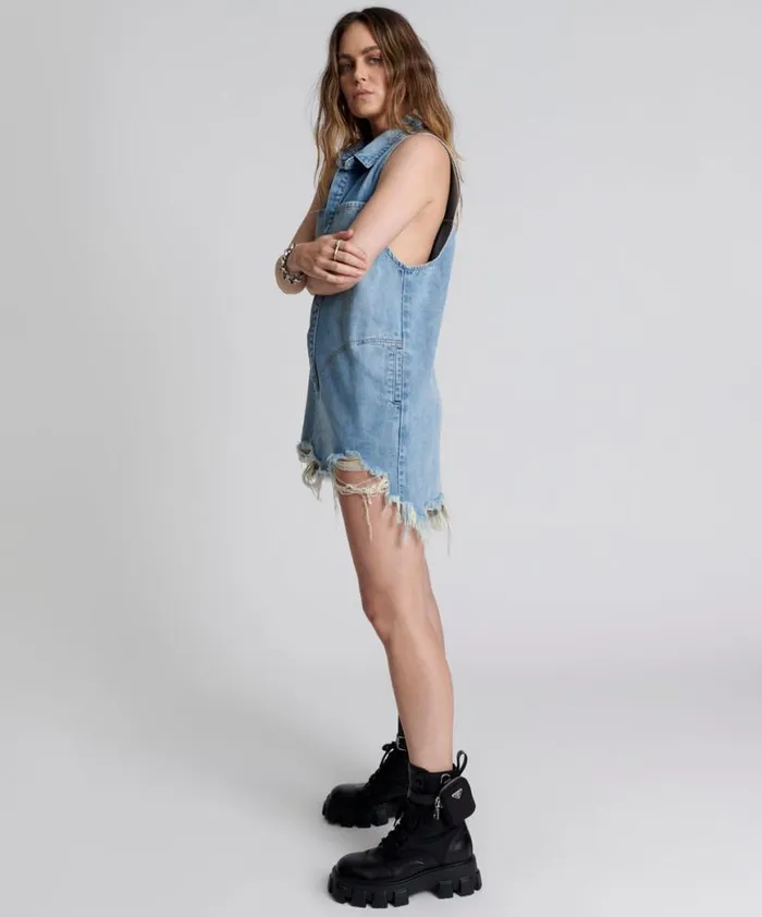 Women One Teaspoon Denim Dresses HENDRIXE BRAXTON DENIM DRESS Women One Teaspoon Denim Dresses HENDRIXE BRAXTON DENIM DRESS
