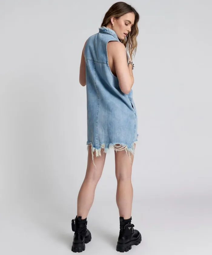 Women One Teaspoon Denim Dresses HENDRIXE BRAXTON DENIM DRESS Women One Teaspoon Denim Dresses HENDRIXE BRAXTON DENIM DRESS