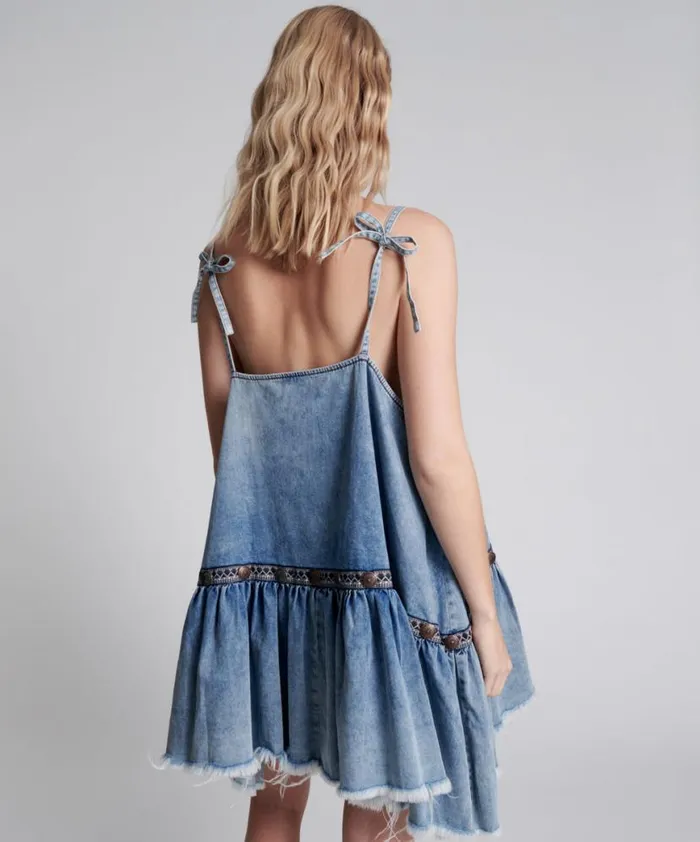 Women One Teaspoon Denim Dresses ICONIC HOLLYWOOD HILLS DENIM DRESS Women One Teaspoon Denim Dresses ICONIC HOLLYWOOD HILLS DENIM DRESS