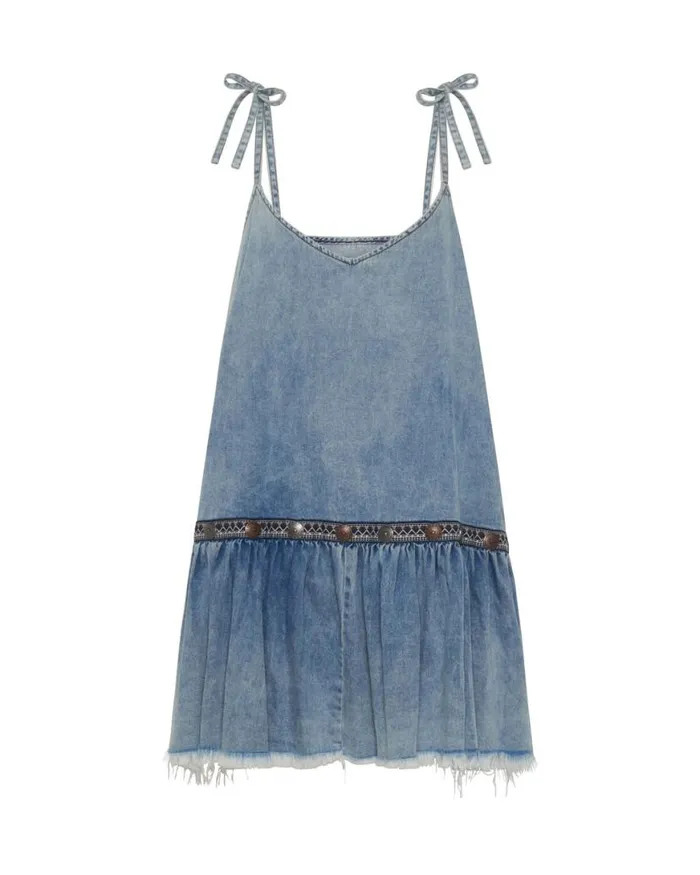 Women One Teaspoon Denim Dresses ICONIC HOLLYWOOD HILLS DENIM DRESS Women One Teaspoon Denim Dresses ICONIC HOLLYWOOD HILLS DENIM DRESS
