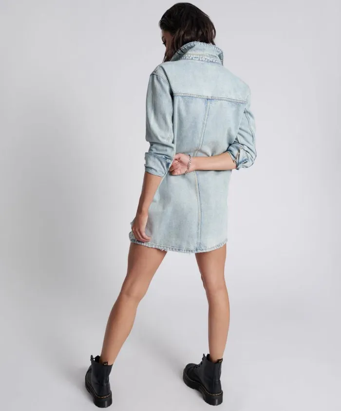 Women One Teaspoon Denim Dresses KANSAS BLUE TRUCKER SHIRT DRESS Women One Teaspoon Denim Dresses KANSAS BLUE TRUCKER SHIRT DRESS