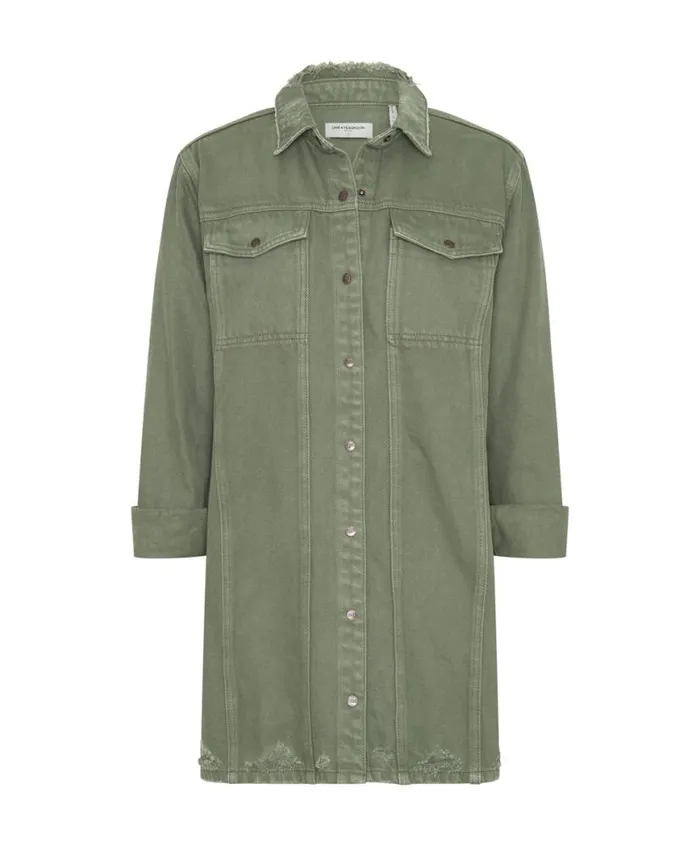 Women One Teaspoon Denim Dresses MILITARY KHAKI TRUCKER SHIRT DRESS Women One Teaspoon Denim Dresses MILITARY KHAKI TRUCKER SHIRT DRESS
