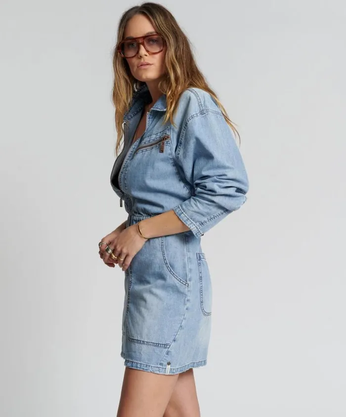 Women One Teaspoon Denim Dresses OCEAN CHAMBRAY OLIVIA DRESS Women One Teaspoon Denim Dresses OCEAN CHAMBRAY OLIVIA DRESS