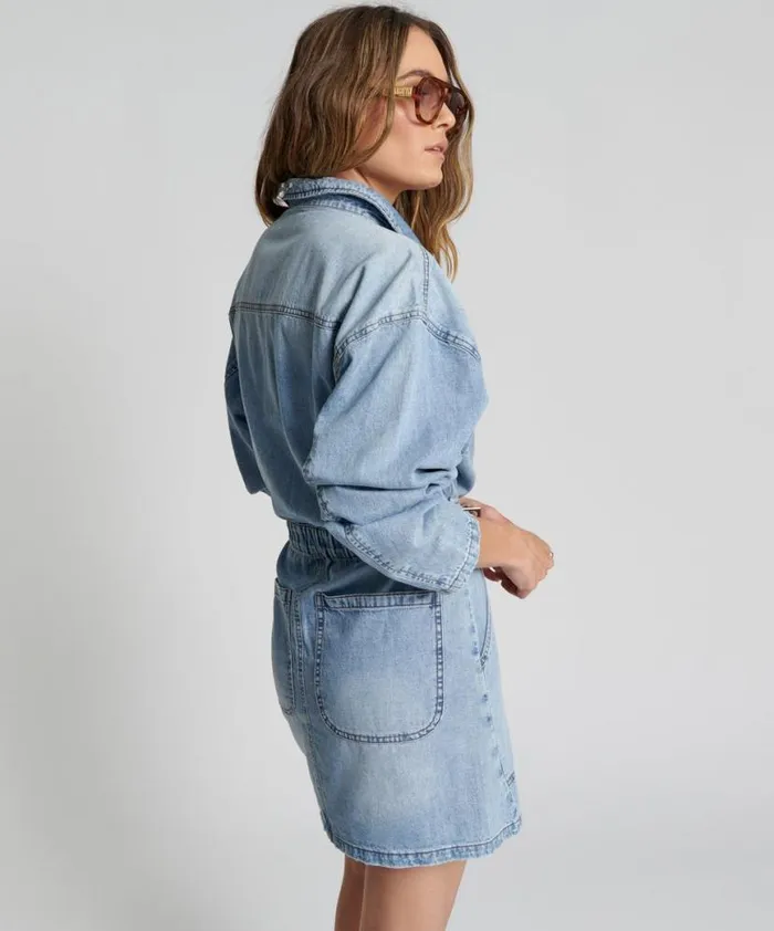 Women One Teaspoon Denim Dresses OCEAN CHAMBRAY OLIVIA DRESS Women One Teaspoon Denim Dresses OCEAN CHAMBRAY OLIVIA DRESS