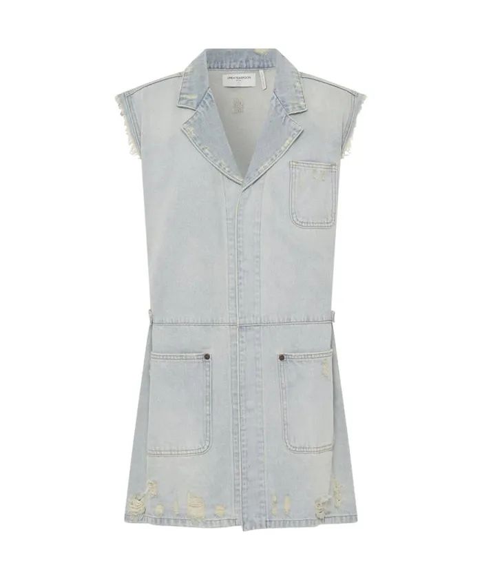 Women One Teaspoon Denim Dresses OLD WEST PALISADES DENIM DRESS Women One Teaspoon Denim Dresses OLD WEST PALISADES DENIM DRESS