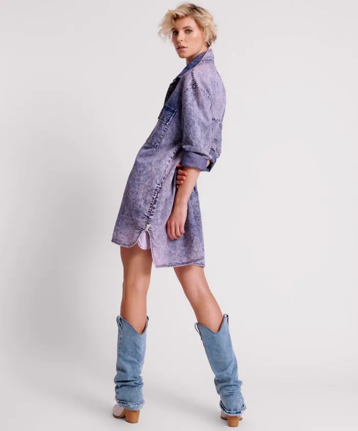 Women One Teaspoon Denim Dresses PURPLE RAIN NIXIE DENIM SHIRT DRESS Women One Teaspoon Denim Dresses PURPLE RAIN NIXIE DENIM SHIRT DRESS