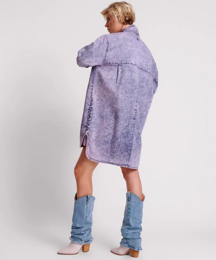 Women One Teaspoon Denim Dresses PURPLE RAIN NIXIE DENIM SHIRT DRESS Women One Teaspoon Denim Dresses PURPLE RAIN NIXIE DENIM SHIRT DRESS